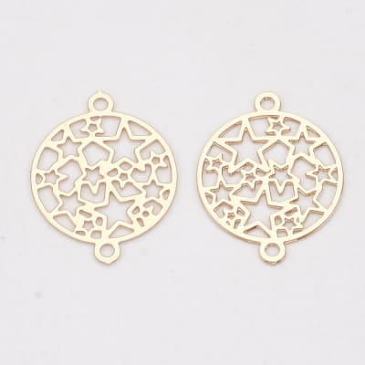 CONECTOR B/ORO MANDALA ESTRELLAS CHAMPAGNE 16X12MM