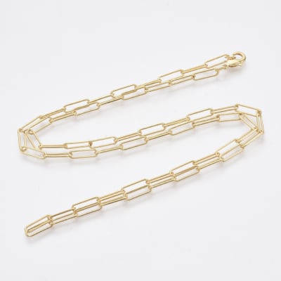 CADENA LISTA B/ORO RECTANGULAR 62CM1