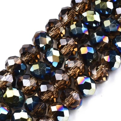 CRISTAL AUSTRIACO POR TIRA 6MM ELECTROPATE MARRON PERU