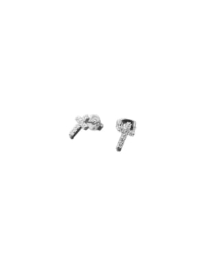 PENDIENTES B/PLATINO CRUZ CON ZIRCONES 8X5MM