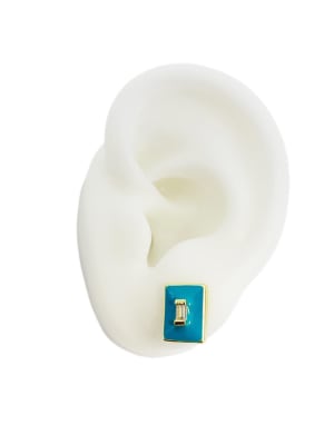 AROS LISTOS B/O RECTANGULO ESMALTADO AZUL CON ZIRCON 11X8MM