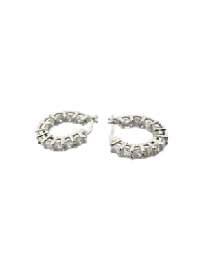 PENDIENTES B/PLATINO ARO CON ZIRCONES 18MM