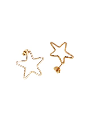 PENDIENTES BAÑO DE ORO ROSA ESTRELLA HUECA 22MM1
