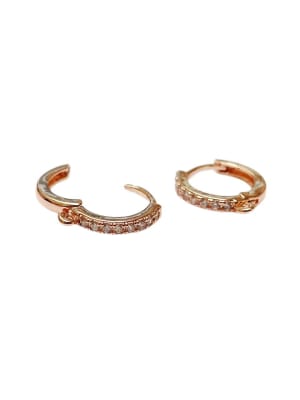 PENDIENTES B/ORO CHAMPAGNE HUGGIE CON ZIRCONES 16X14MM