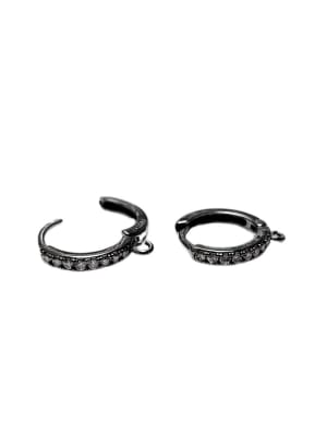 BASE DE ARO ACERO INOX. HUGGIE CON ZIRCONES GUNMETAL 16X14MM