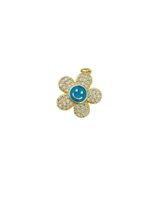 COLGANTE B/ORO FLOR CARITA TURQUESA 24X22MM1