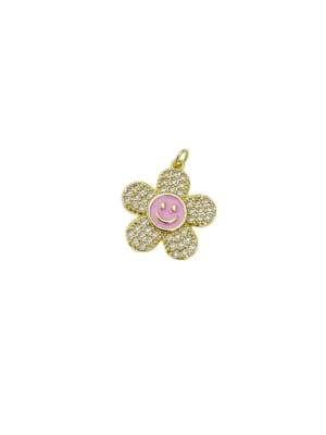 COLGANTE B/ORO FLOR CARITA ROSA 24X22MM1