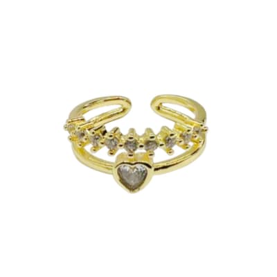 ANILLO DOBLE AJUSTABLE B/O CORAZON CON ZIRCONES