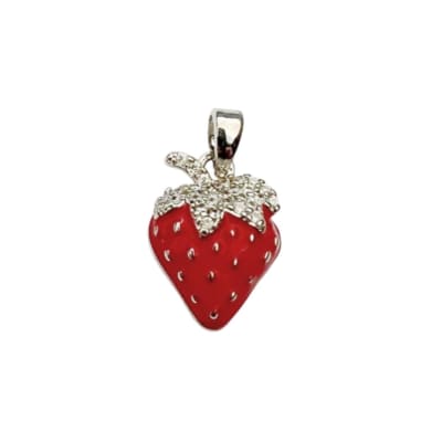 COLGANTE B/PLATINO FRESA ESMALTADA Y ZIRCON 10X08MM1