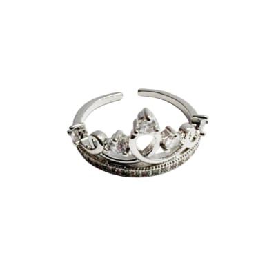 ANILLO AJUSTABLE B/PLATINO CORONA CON ZIRCONES