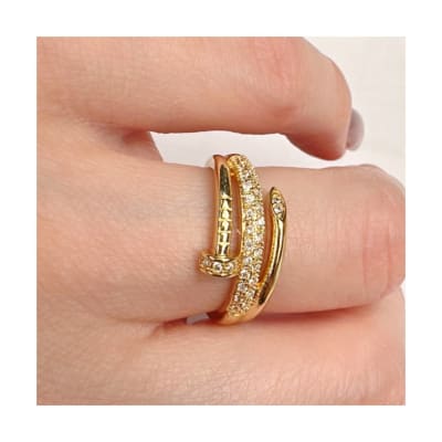 ANILLO AJUSTABLE B/O FORMA DE CLAVO CON CIRCONES