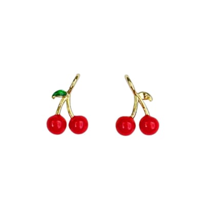 COLGANTE B/ORO CEREZAS PEQUEÑAS  HOJA VERDE 13X16MM1