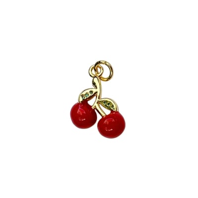 COLGANTE B/ORO CEREZAS PEQUEÑAS ZIRCONES VERDES 13X18MM1