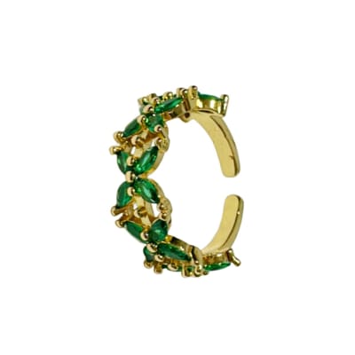 ANILLO AJUSTABLE B/O PETALOS DE ZIRCON VERDE