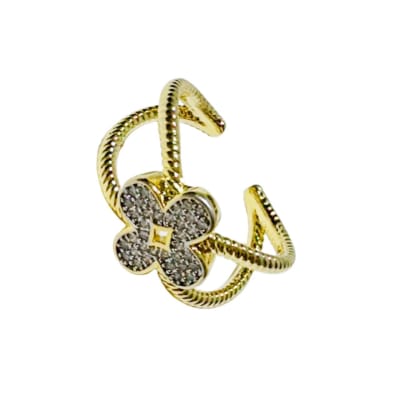 ANILLO AJUSTABLE B/O TORNEADO FLOR 4 PETALOS