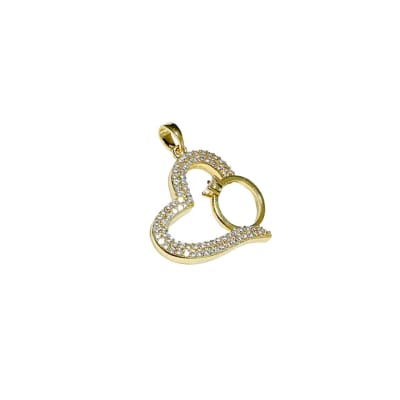 COLGANTE B/O CORAZON DE COMPROMISO CON ZIRCONES 24X22MM