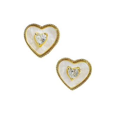 AROS LISTOS B/O CORAZON NACAR Y ZIRCON 20X18MM