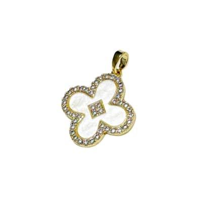 COLGANTE B/O FLOR 4 PETALOS CON ZIRCONES 23X21MM