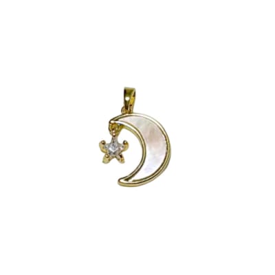 COLGANTE B/O LUNA DE NACAR  Y ESTRELLA ZIRCON 19X14MM1
