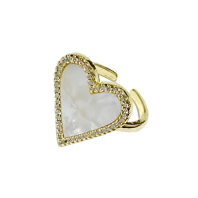 ANILLO AJUSTABLE B/O CORAZON DE NACAR CON ZIRCONES