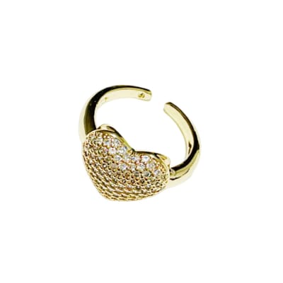 ANILLO AJUSTABLE B/O CORAZON CON ZIRCONES 15X13MM