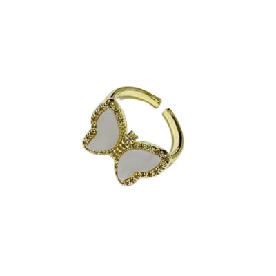 ANILLO AJUSTABLE B/O MARIPOSA DE NACAR CON ZIRON 19X16MM