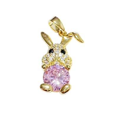 COLGANTE B/O CONEJO CON ZIRCON ROSA 22X14MM