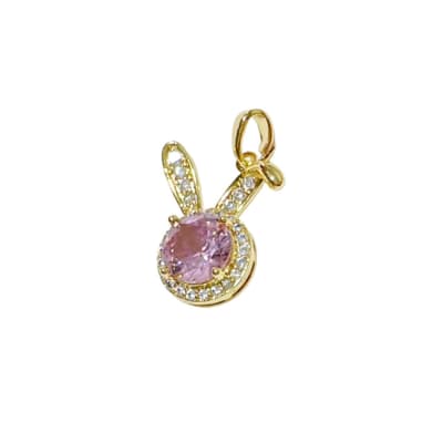 COLGANTE B/O OREJAS DE CONEJO CON ZIRCON ROSA 18X16MM