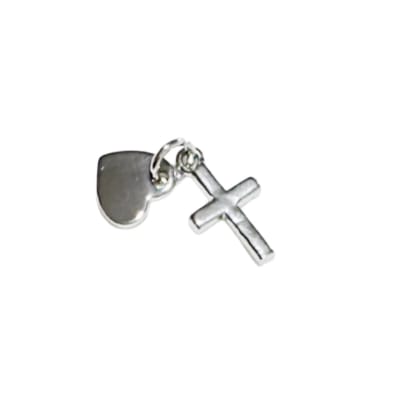 COLGANTE B/PLATINO CORAZON Y CRUZ 14X8MM