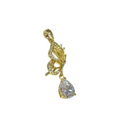COLGANTE B/O ALA DE MARIPOSA CON ZIRCONES 35X14MM