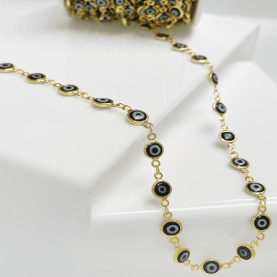 CADENA POR METRO B/O OJITOS DE MURANO NEGRO1