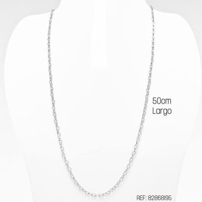 CADENA LISTA BAÑO DE PLATINO ESLABON CORAZON 46CM1