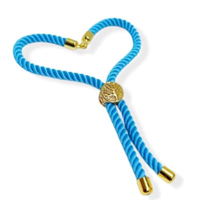 PULSERA CONECTORA NYLON AZUL CIELO CON ARBOL DE LA VIDA 210MM