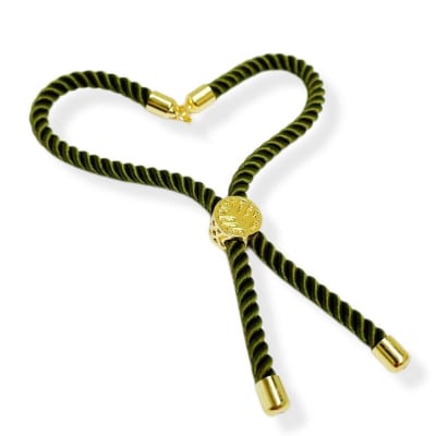 PULSERA CONECTORA NYLON VERDE OLIVA CON ARBOL DE LA VIDA 210MM1