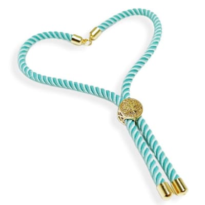 PULSERA CONECTORA NYLON TURQUESA PALIDO CON ARBOL DE LA VIDA 240CM3