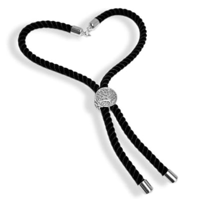 PULSERA CONECTORA NYLON NEGRO CON ARBOL DE LA VIDA P 240CM3