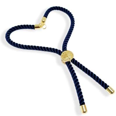 PULSERA CONECTORA NYLON AZUL PRUSIA CON ARBOL DE LA VIDA 240CM