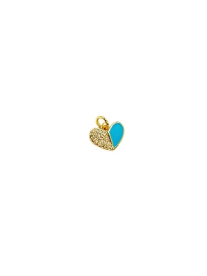 COLGANTE B/ORO CORAZON ESMALTADO/ZIRCON TURQUESA 10X12MM