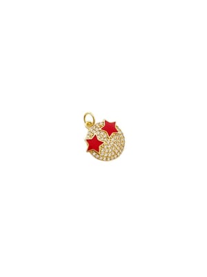 COLGANTE B/ORO CARA OJOS ESTRELLA ROJO 16MM1