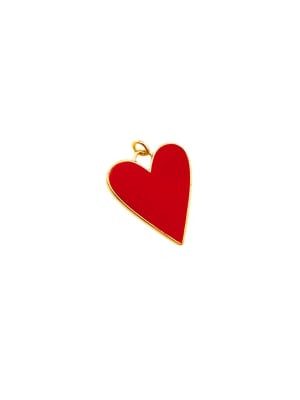 COLGANTE B/ORO CORAZON ESMALTADO ROJO 27X22MM