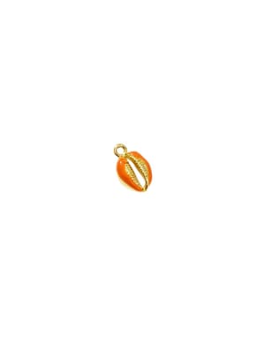 COLGANTE ACERO INOX. CONCHA ESMALTADA NARANJA 17X8MM