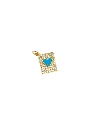 COLGANTE B/ORO CORAZON AZUL CIELO PLACA CON ZIRCONES 18X14MM1
