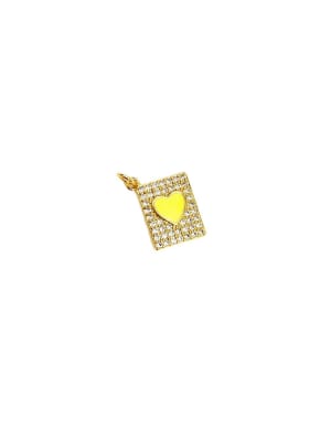 COLGANTE B/ORO CORAZON AMARILLO PLACA CON ZIRCONES 18X14MM