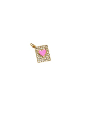 COLGANTE B/ORO CORAZON ROSA PLACA CON ZIRCONES 17X14MM1