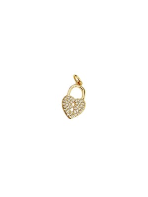 COLGANTE B/ORO CORAZON CANDADO CON ZIRCONES 18X10MM