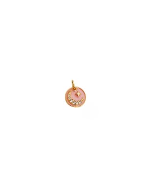 COLGANTE B/ORO CIRCULO LUNA Y ESTRELLA ROSA C/ZIRCON 11X4MM
