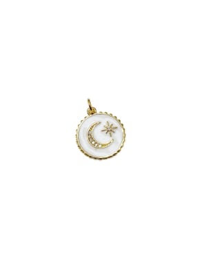 COLGANTE B/ORO CIRCULO BLANCO ESTRELLA Y LUNA C/ZIRCON 18X16MM