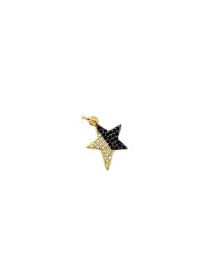 COLGANTE B/ORO ESTRELLA CON ZIRCONES B&W 14X12MM