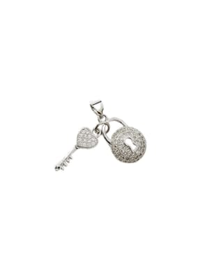 COLGANTE B/PLATINO CANDADO CON LLAVE CON ZIRCONES 18X12MM
