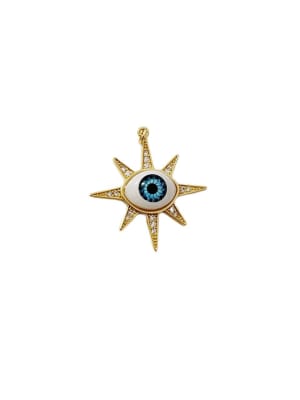 COLGANTE B/ORO OJO EN ESTRELLA CON ZIRCONES 32X30MM